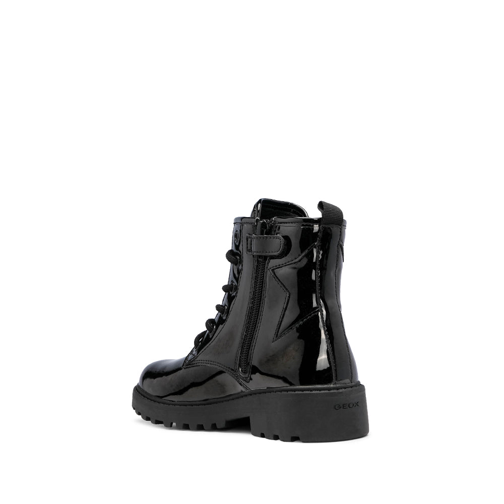 Botim Salto Raso Criança Verniz Preto