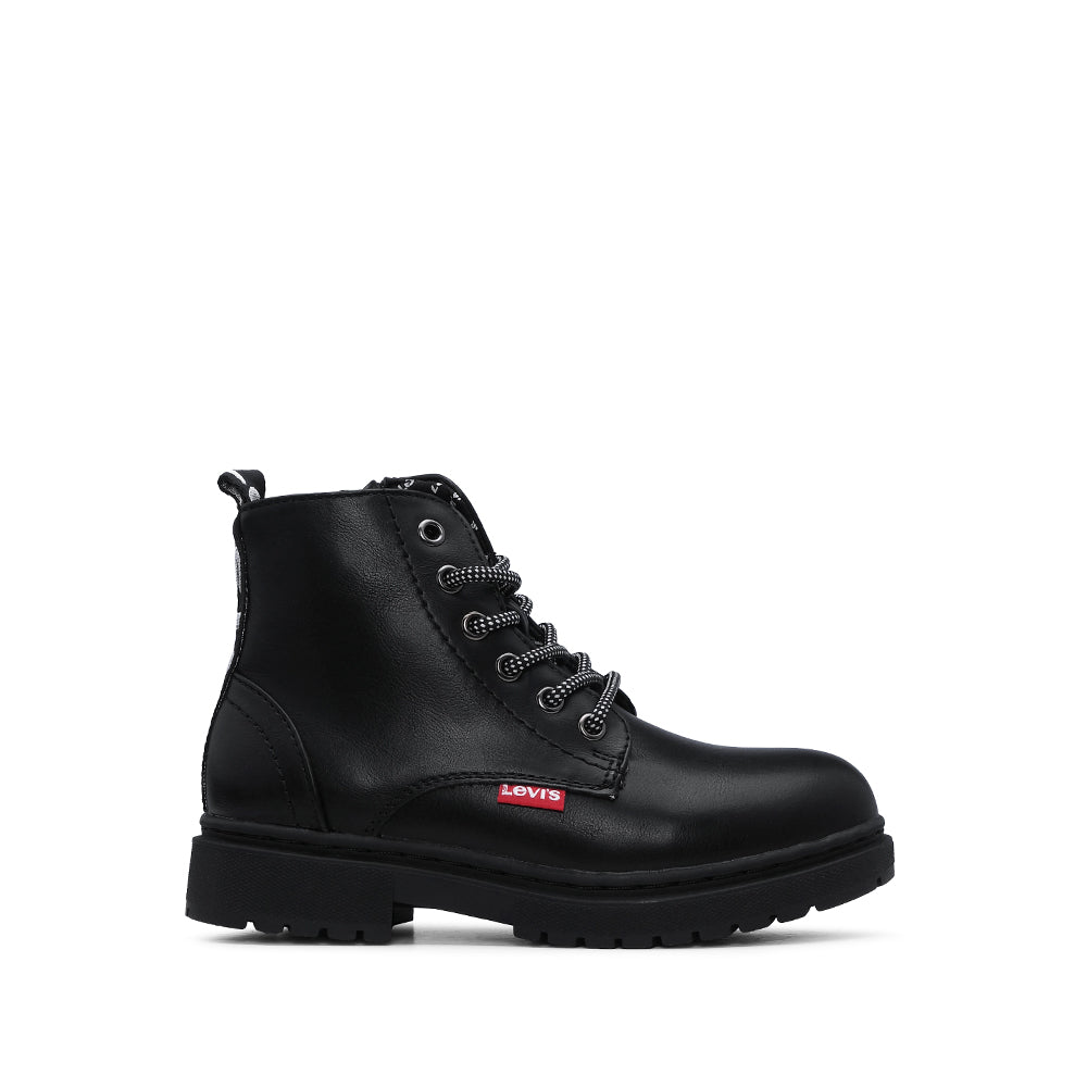 Bota Salto Raso Criança Pele Preto