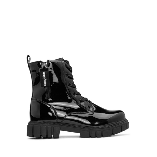 Bota Casual Criança Verniz Preto