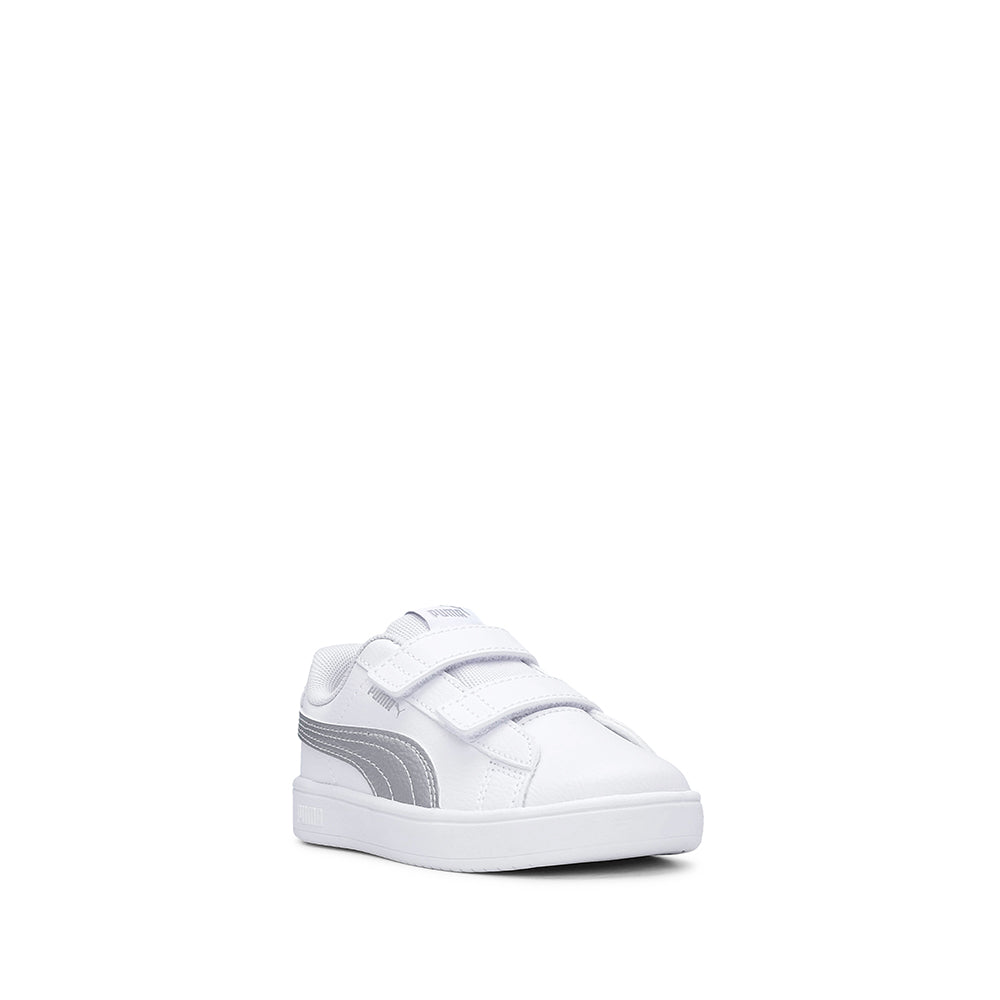 Sapatilha Casual Menina Pele Sintética Branco E Prata
