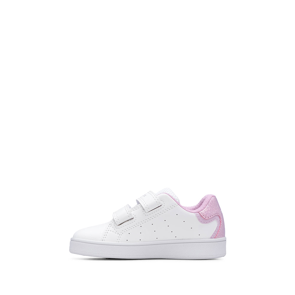 Sapatilha Casual Menina Pele Sintética Branco E Rosa