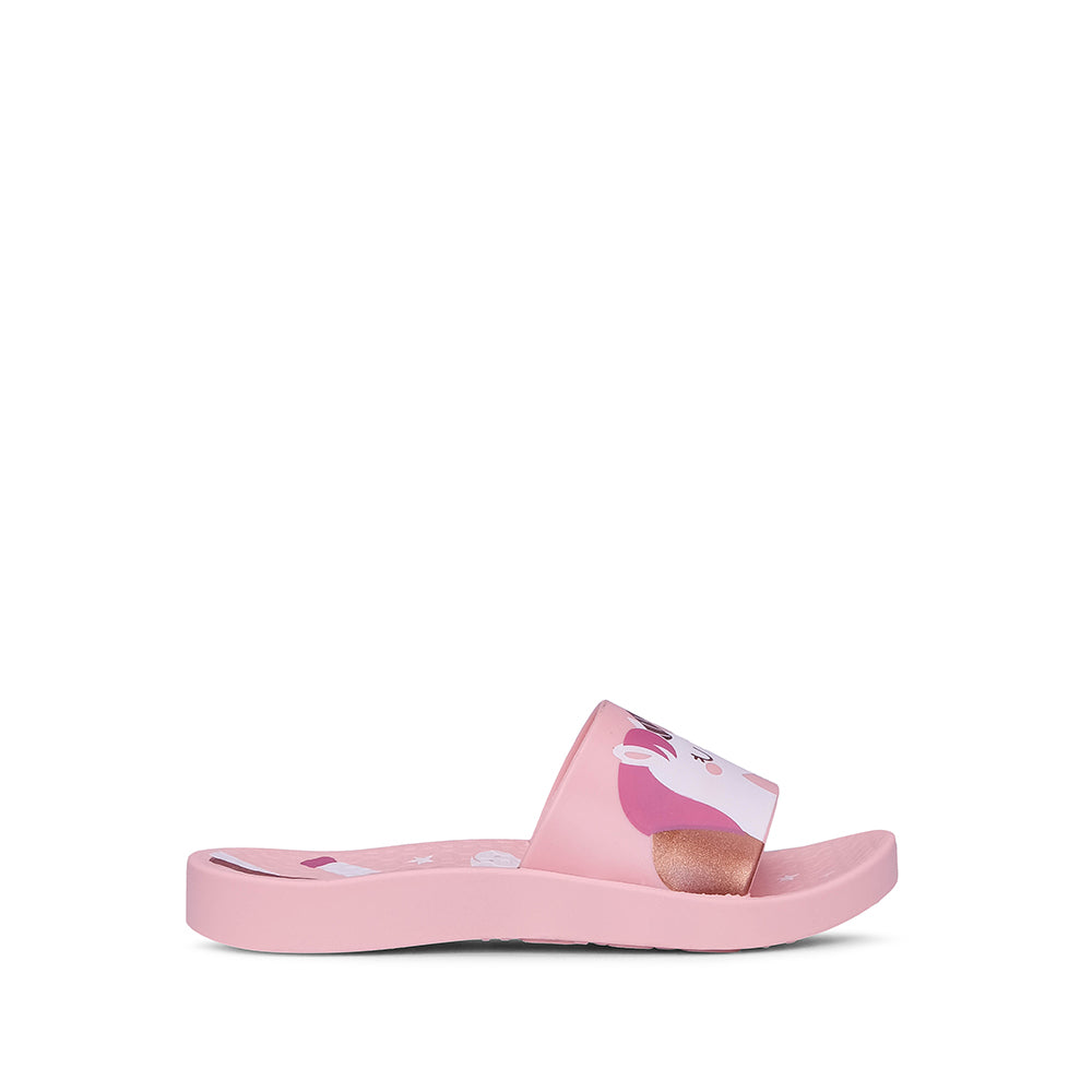 Chinelo Salto Raso Criança Pele Sintética Rosa