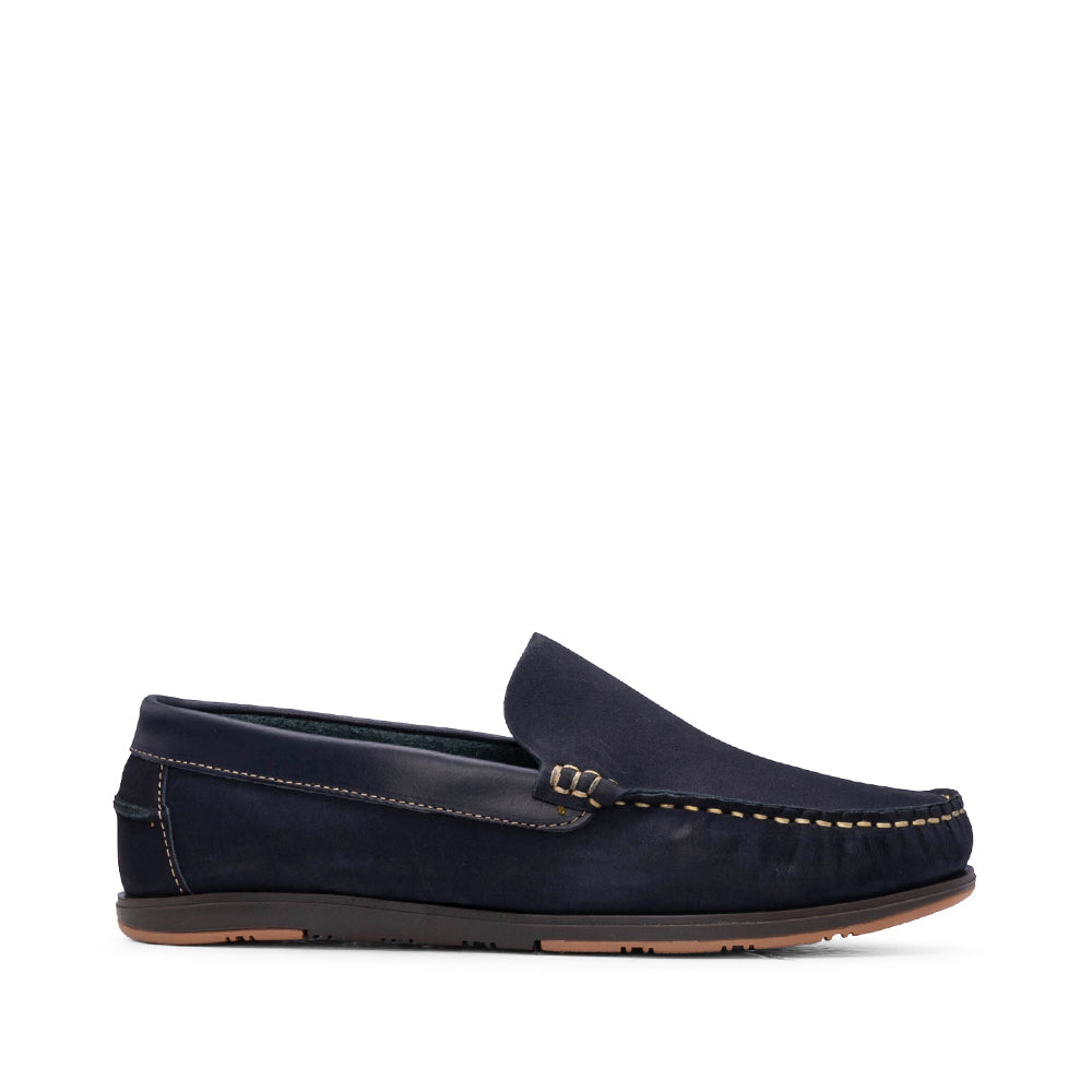 Sapato Mocassim Homem Nobuck Azul