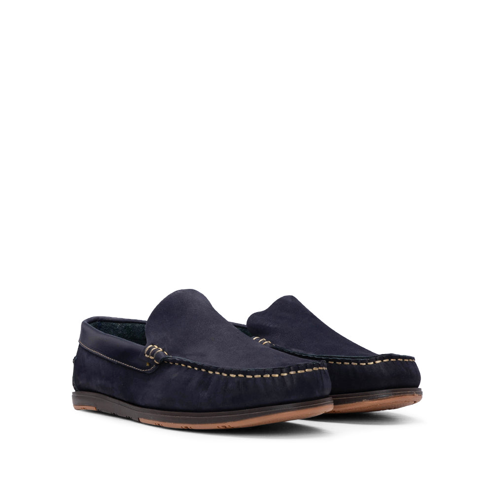 Sapato Mocassim Homem Nobuck Azul