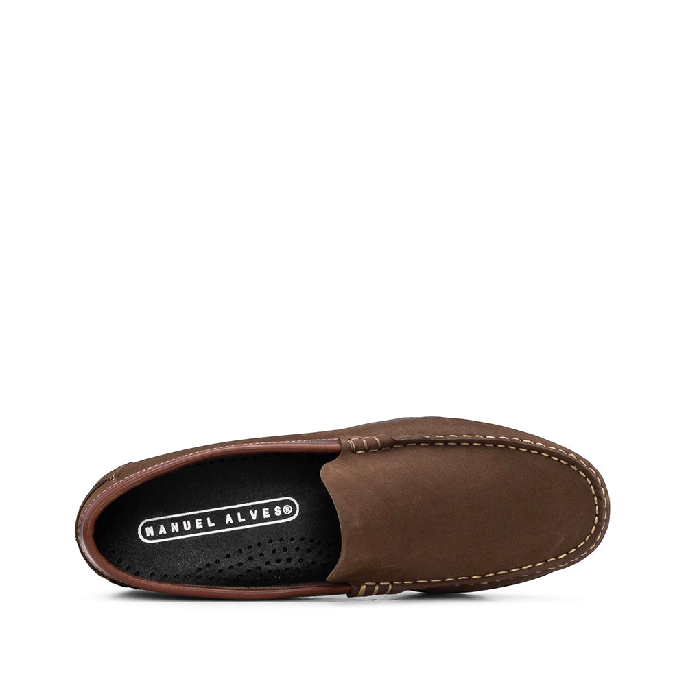 Sapato Mocassim Homem Nobuck Camel