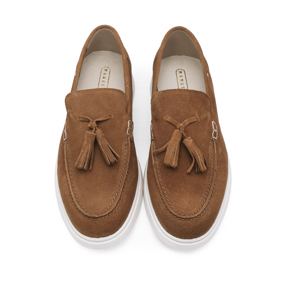 Sapato Mocassim Homem Camurça Camel