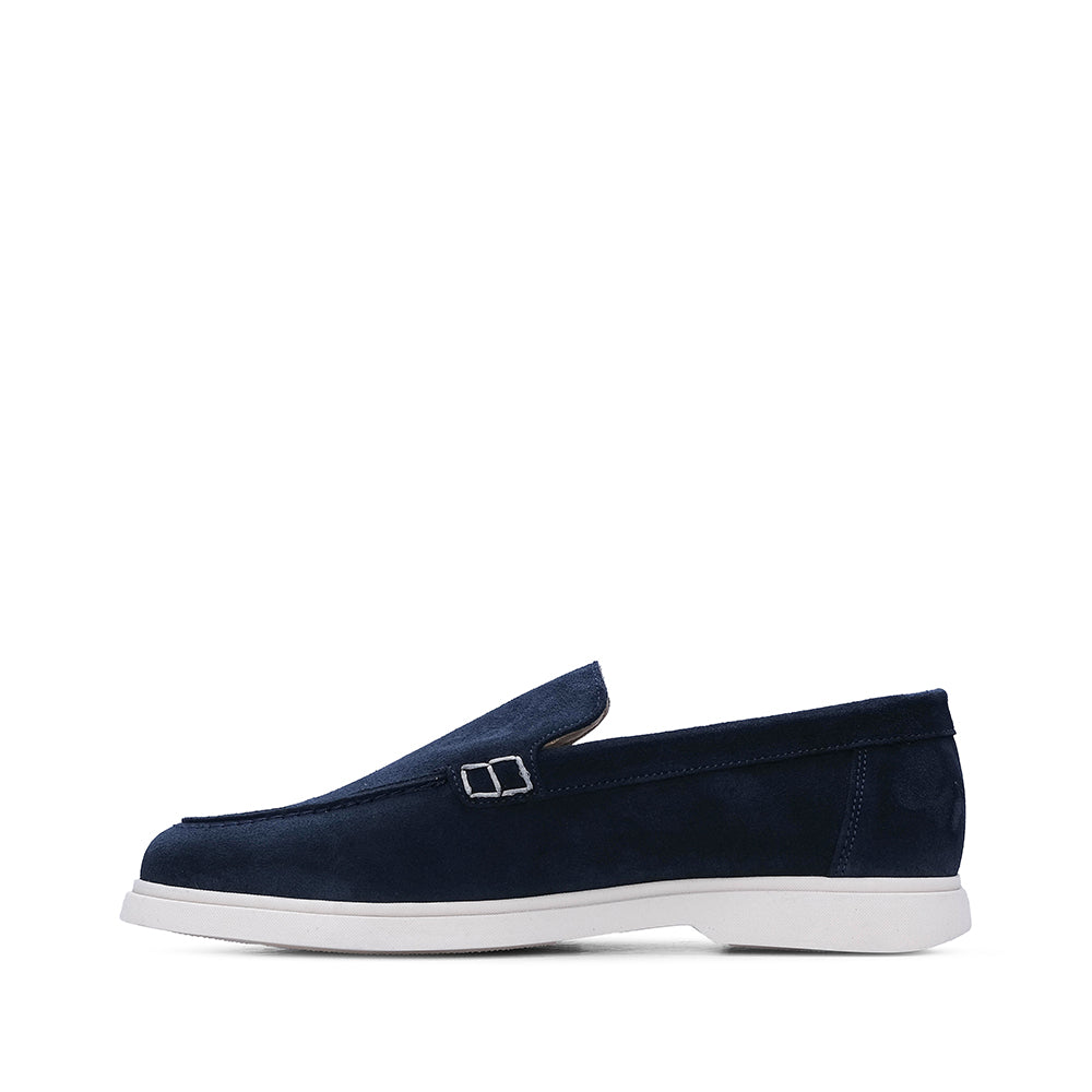 Sapato Mocassim Homem Camurça Azul Marinho