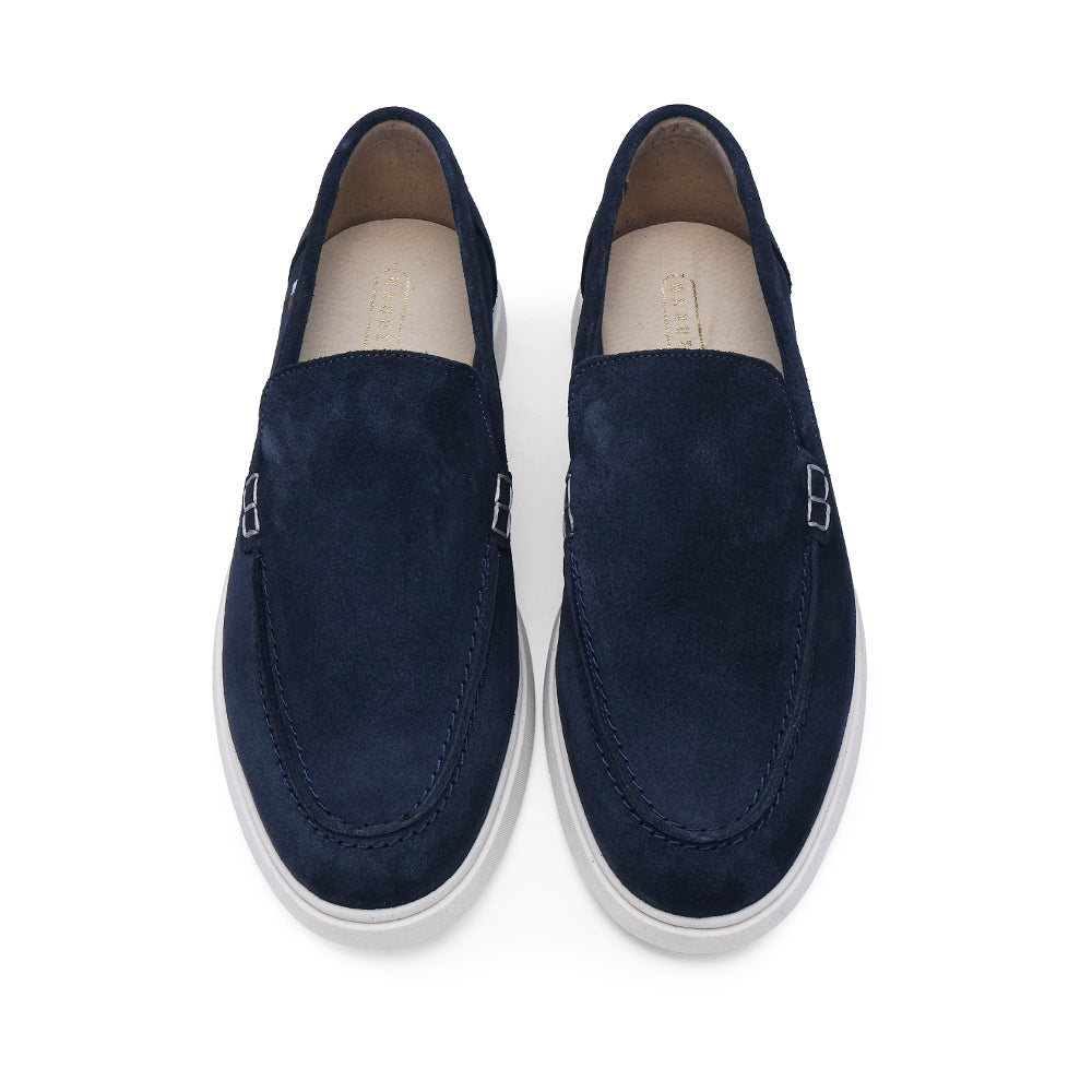 Sapato Mocassim Homem Camurça Azul Marinho