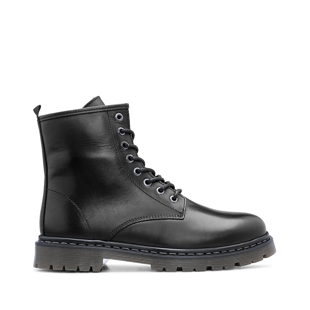 Bota Salto Raso Homem Pele Preto