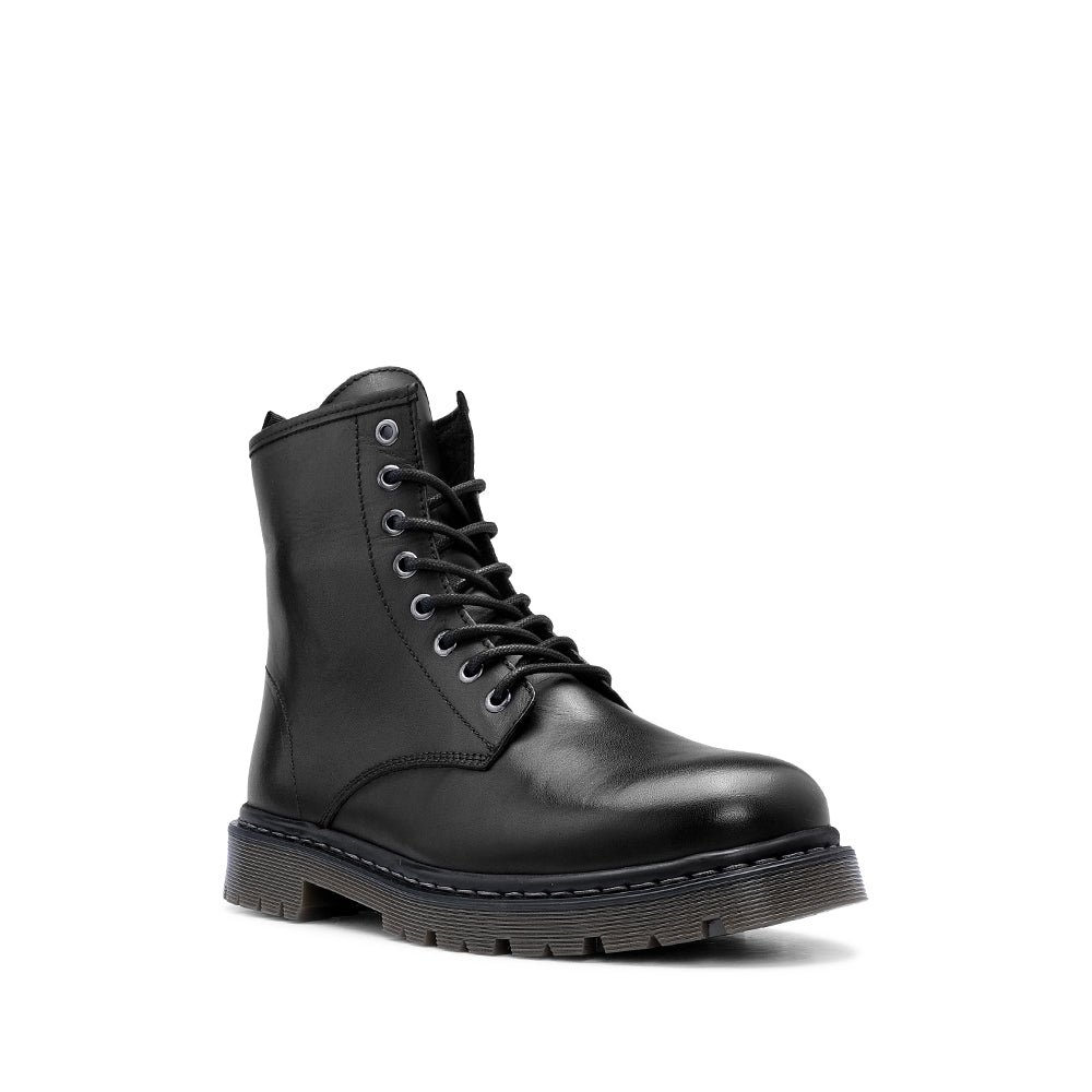 Bota Salto Raso Homem Pele Preto