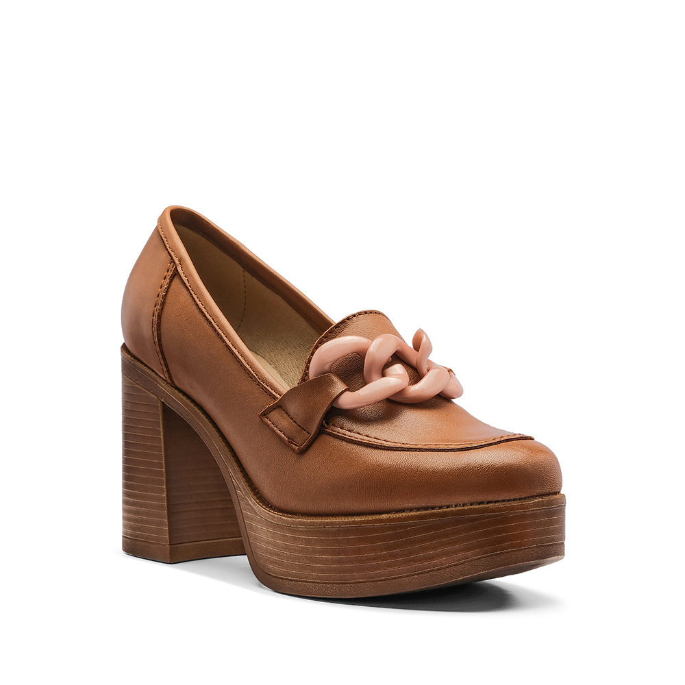 Sapato Salto Alto Mulher Pele Camel