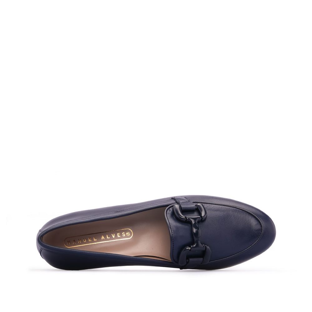 Sapato Casual Mulher Pele Azul Marinho