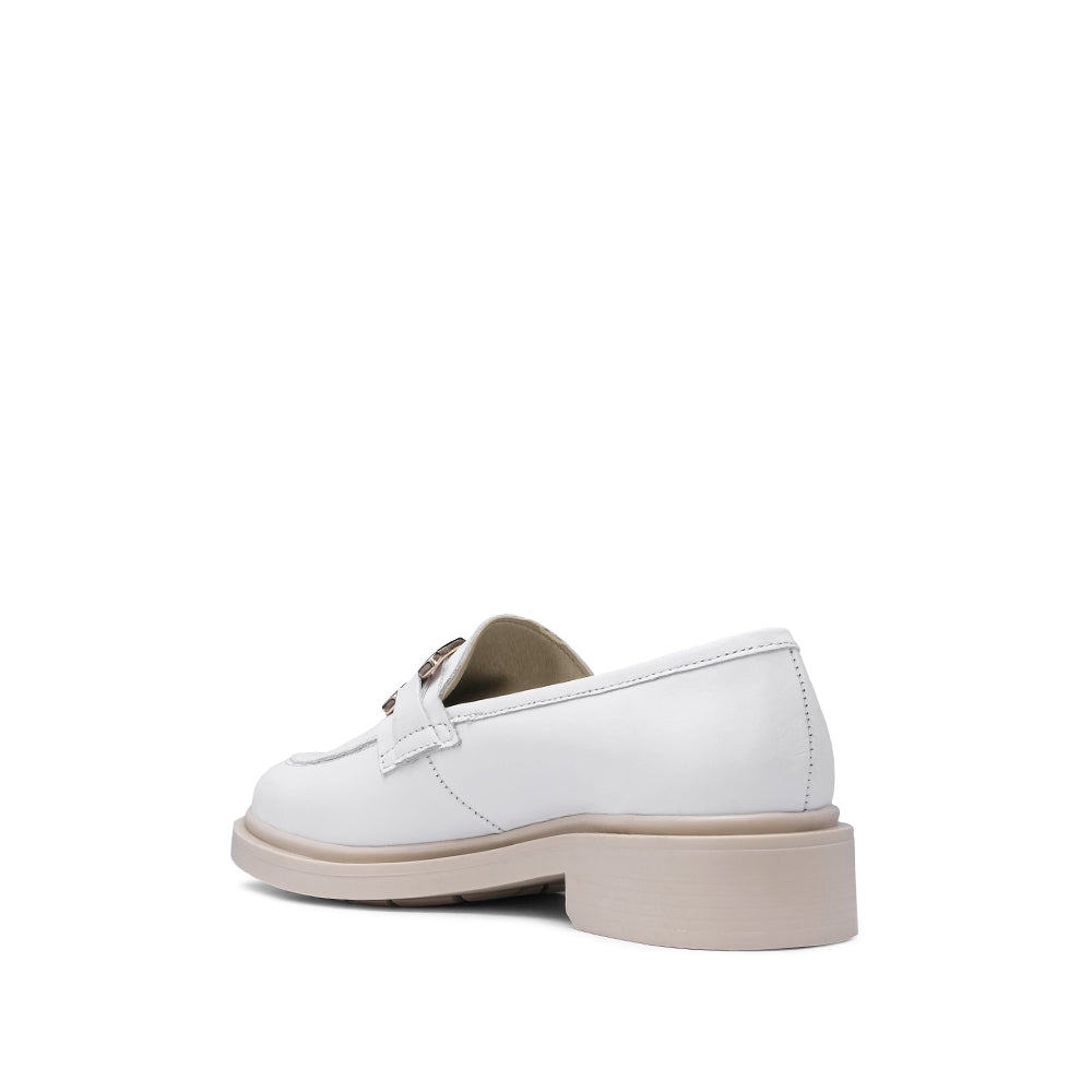 Sapato Salto Raso Mulher Pele Branco