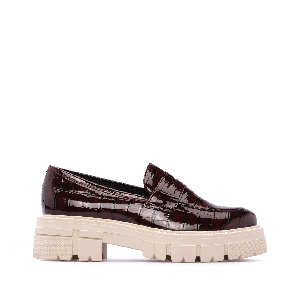 Sapato Mocassim Mulher Animal Print Bordeaux