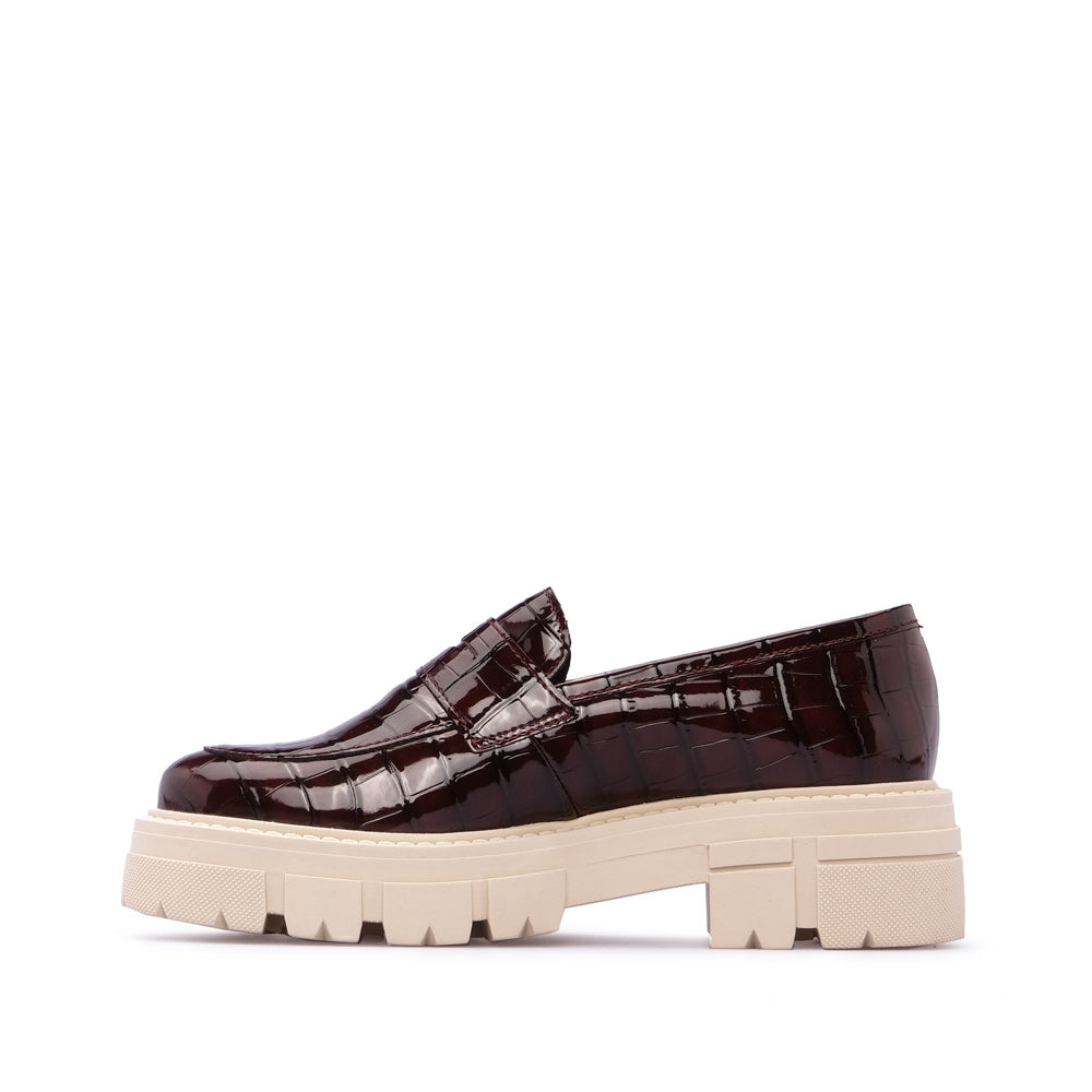 Sapato Mocassim Mulher Animal Print Bordeaux