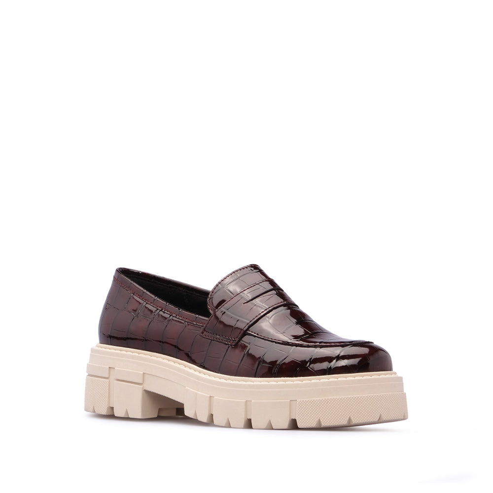 Sapato Mocassim Mulher Animal Print Bordeaux