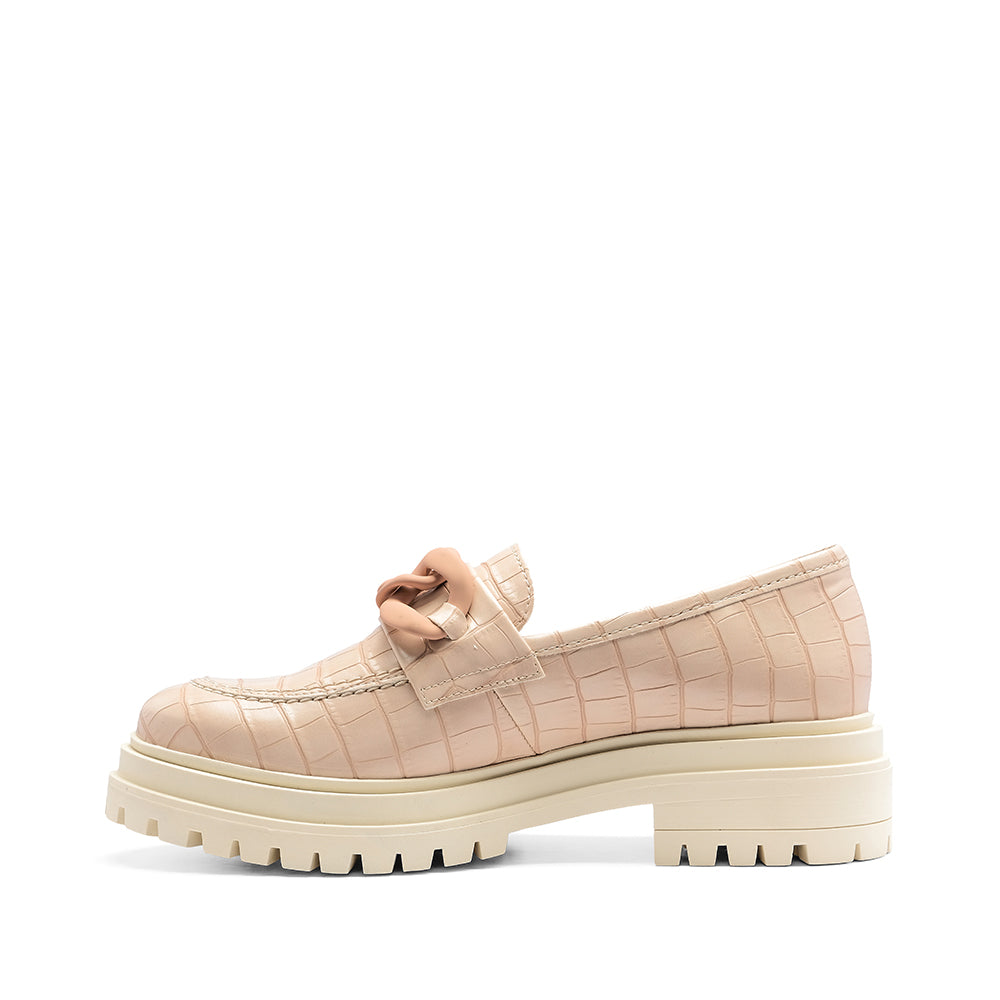 Sapato Mocassim Mulher Animal Print Nude
