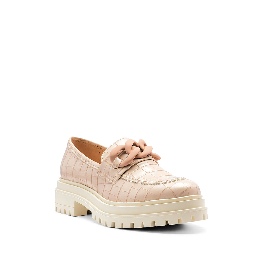 Sapato Mocassim Mulher Animal Print Nude