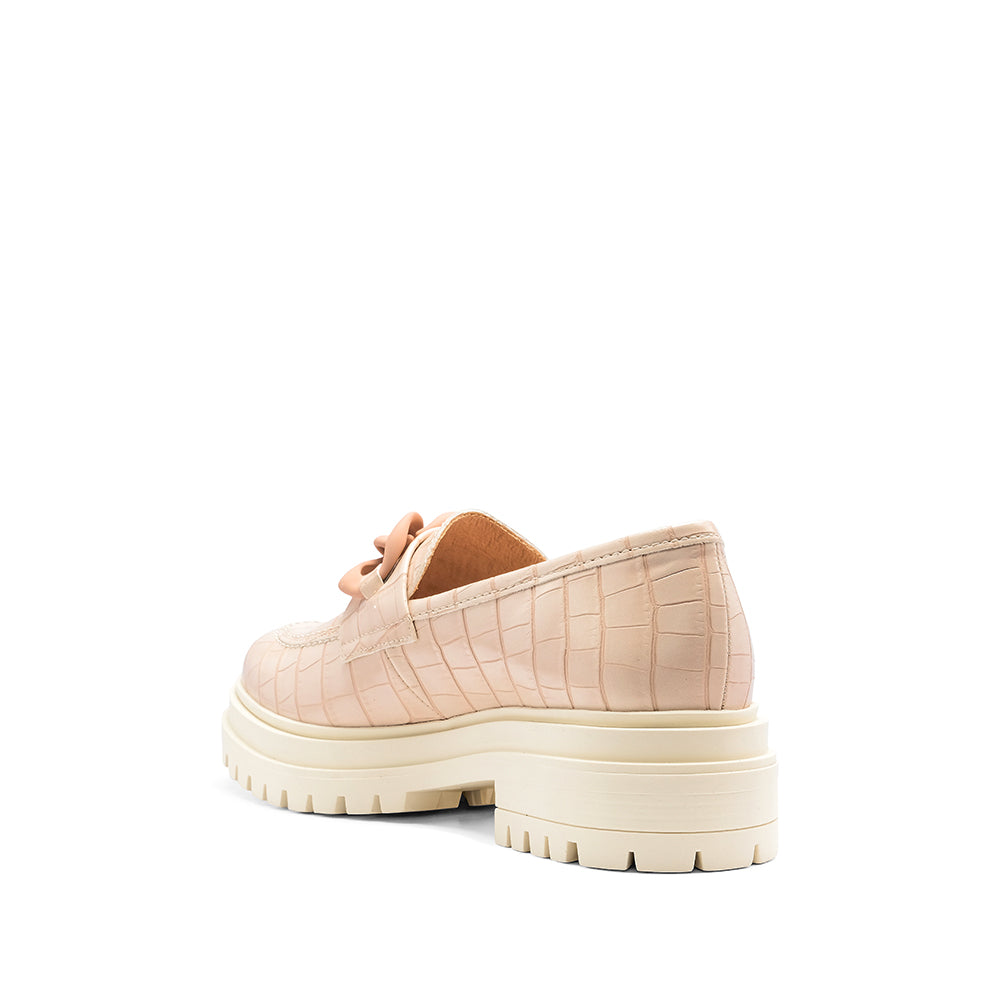 Sapato Mocassim Mulher Animal Print Nude