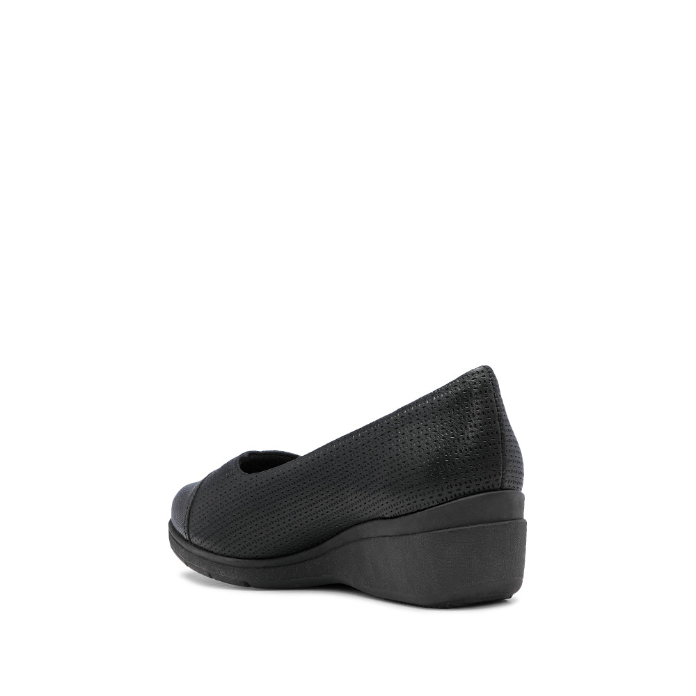 Sapato Salto Cunha Mulher Pele Preto