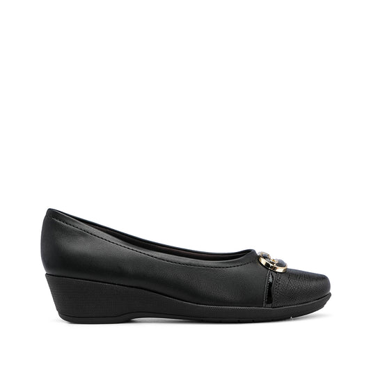 Sapato Salto Cunha Mulher Pele Preto