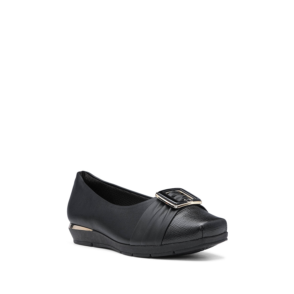 Sapato Salto Raso Mulher Pele Preto