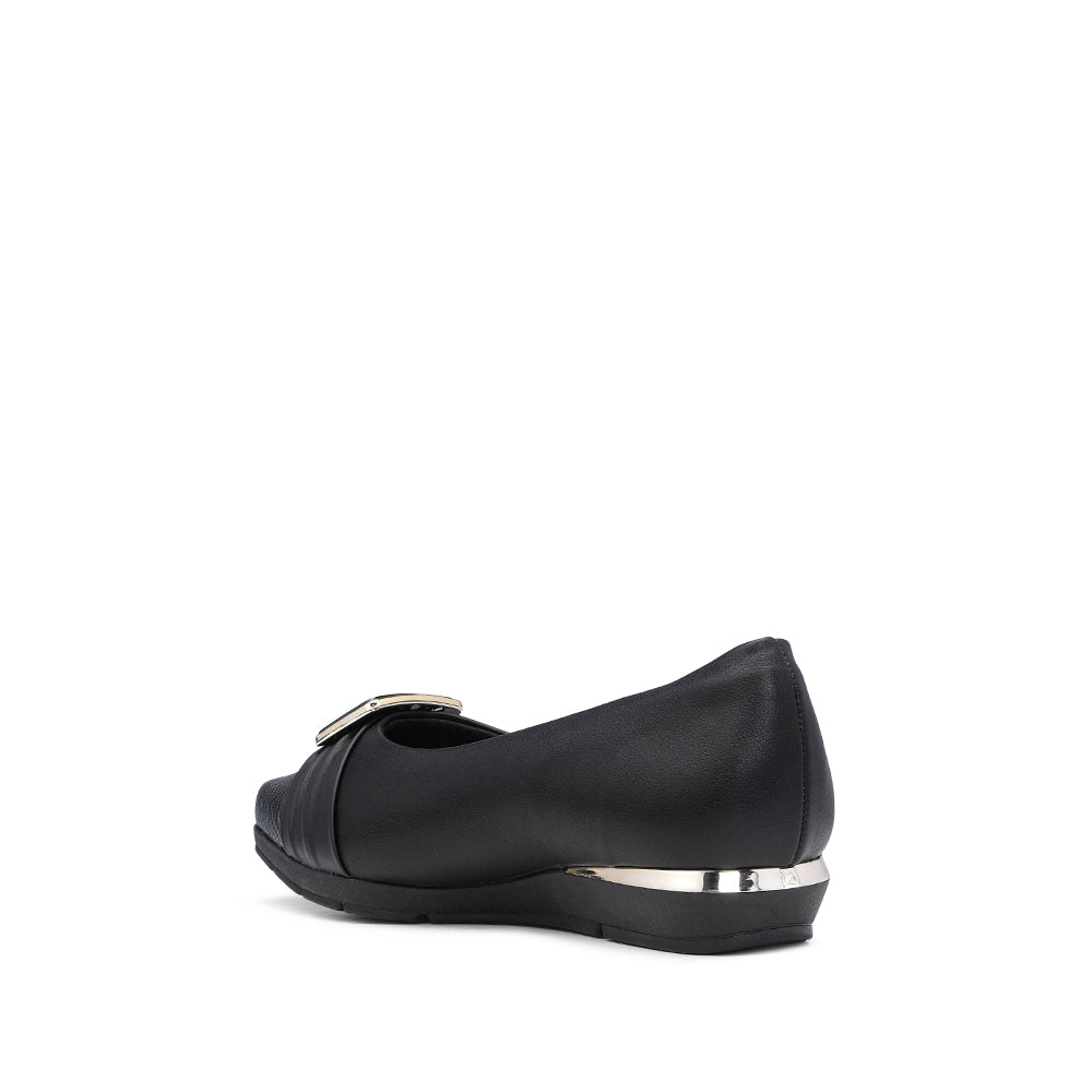 Sapato Salto Raso Mulher Pele Preto