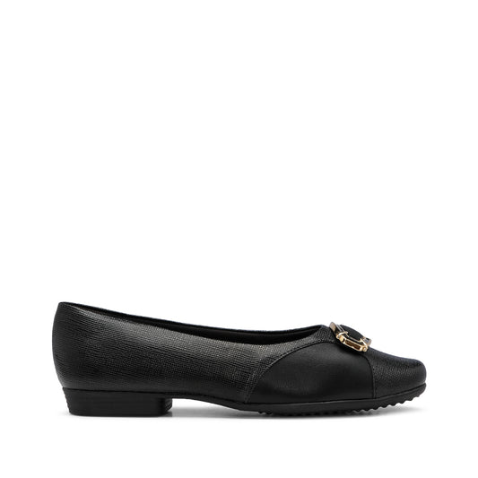 Sapato Salto Raso Mulher Pele Preto
