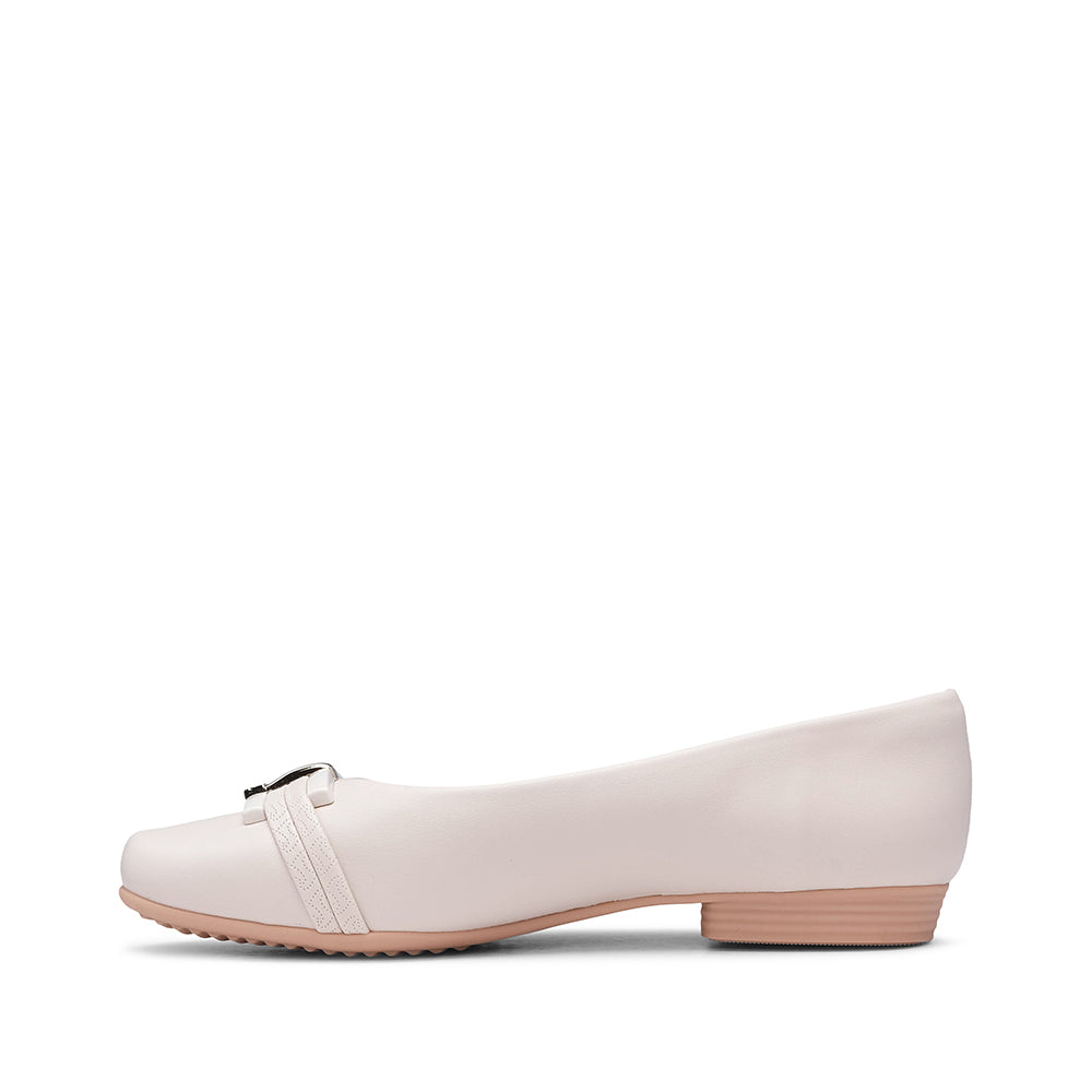 Sapato Salto Raso Mulher Pele Branco