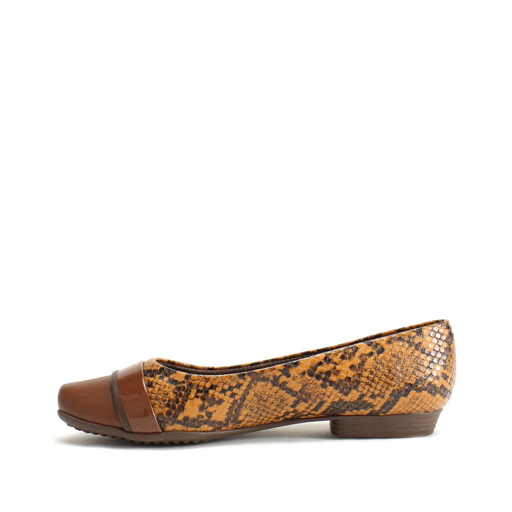 Sapato Salto Raso Mulher Animal Print Castanho