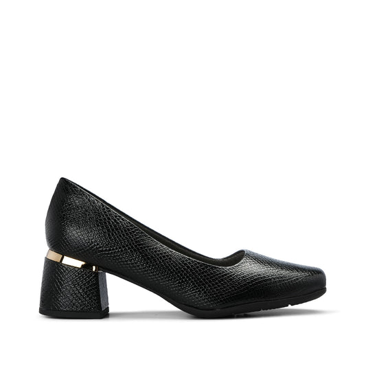 Sapato Salto Médio Mulher Animal Print Preto