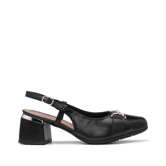 Sapato Salto Médio Mulher Gravado Preto