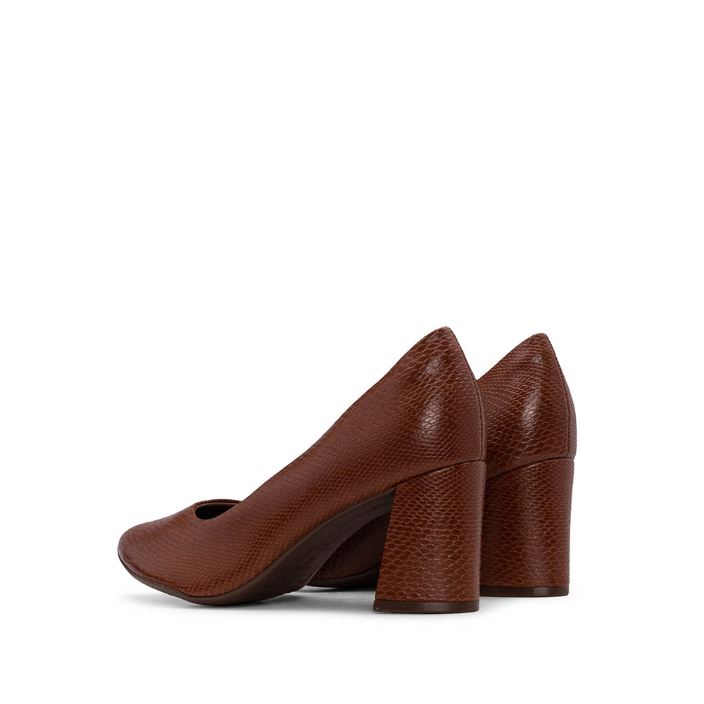 Sapato Salto Médio Mulher Animal Print Cognac