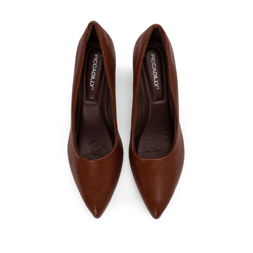 Sapato Salto Médio Mulher Animal Print Cognac
