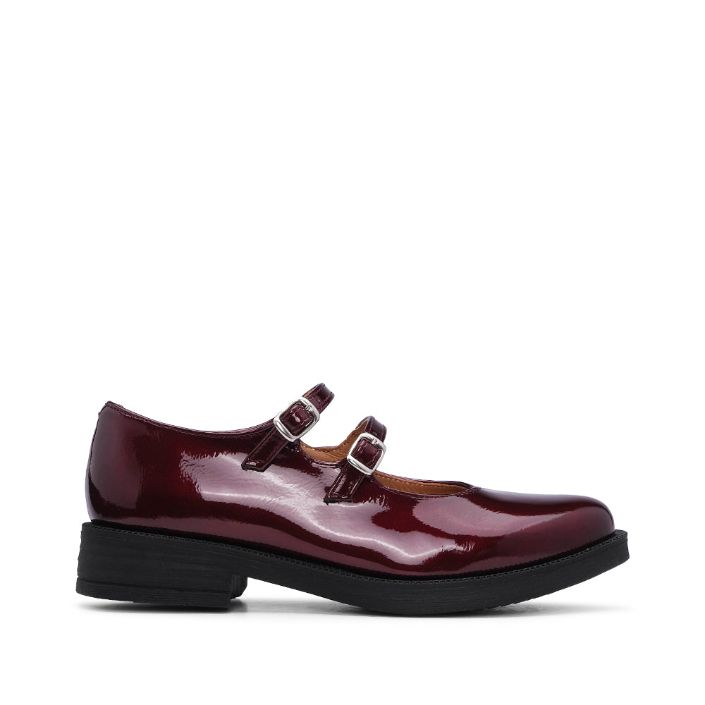 Sapato Mary Jane Mulher Verniz Bordeaux