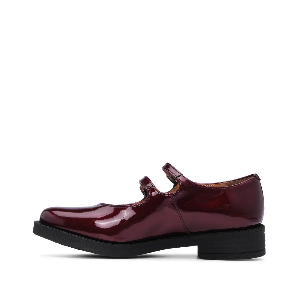 Sapato Mary Jane Mulher Verniz Bordeaux
