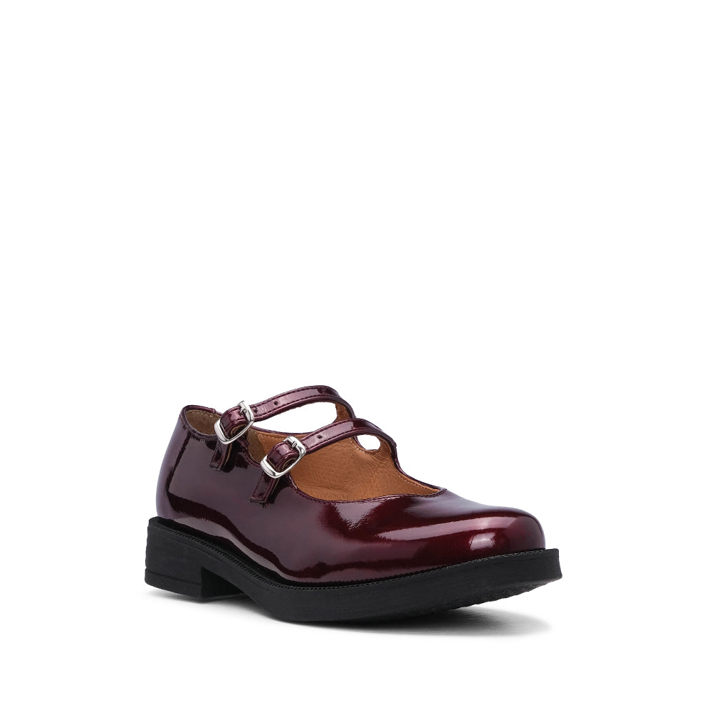 Sapato Mary Jane Mulher Verniz Bordeaux