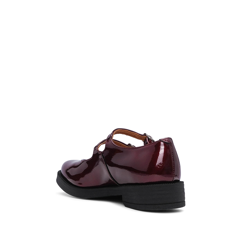 Sapato Mary Jane Mulher Verniz Bordeaux