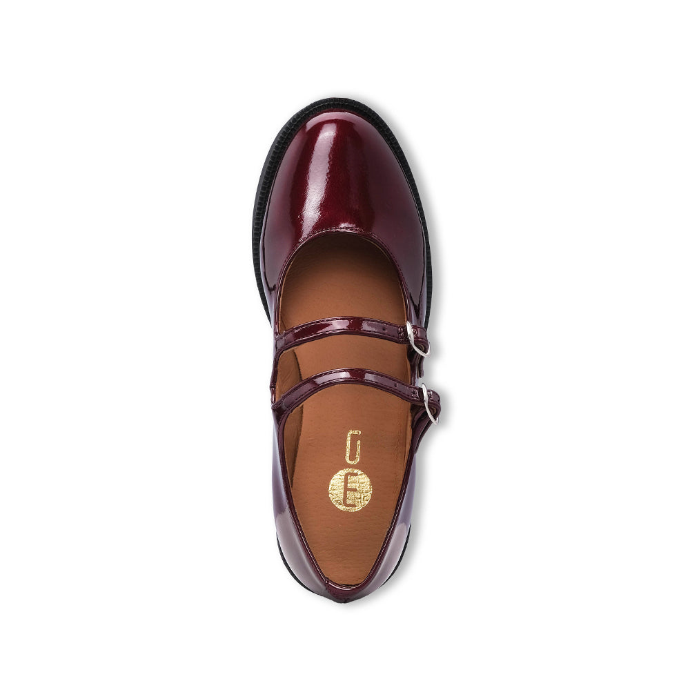 Sapato Mary Jane Mulher Verniz Bordeaux