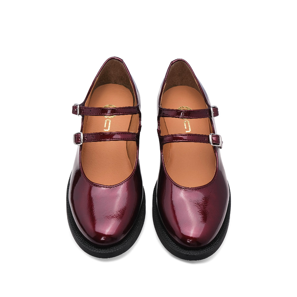 Sapato Mary Jane Mulher Verniz Bordeaux