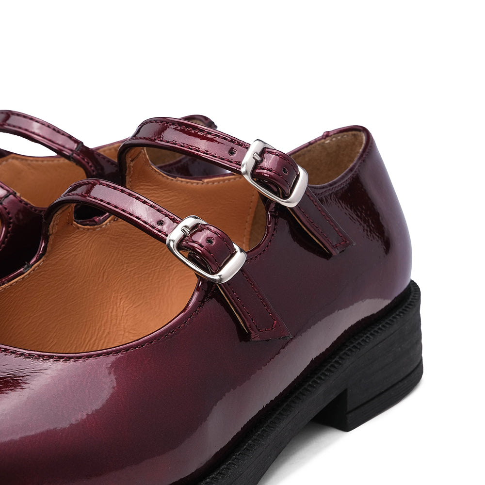 Sapato Mary Jane Mulher Verniz Bordeaux
