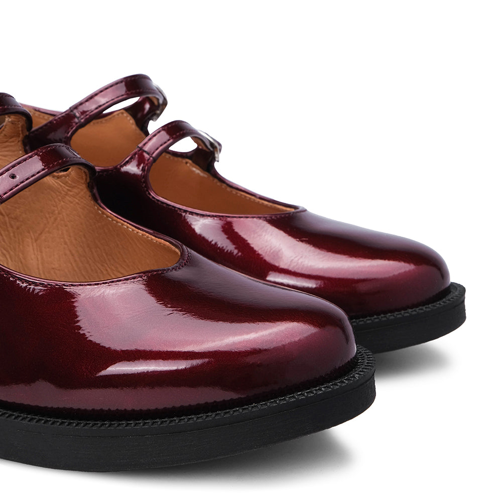 Sapato Mary Jane Mulher Verniz Bordeaux