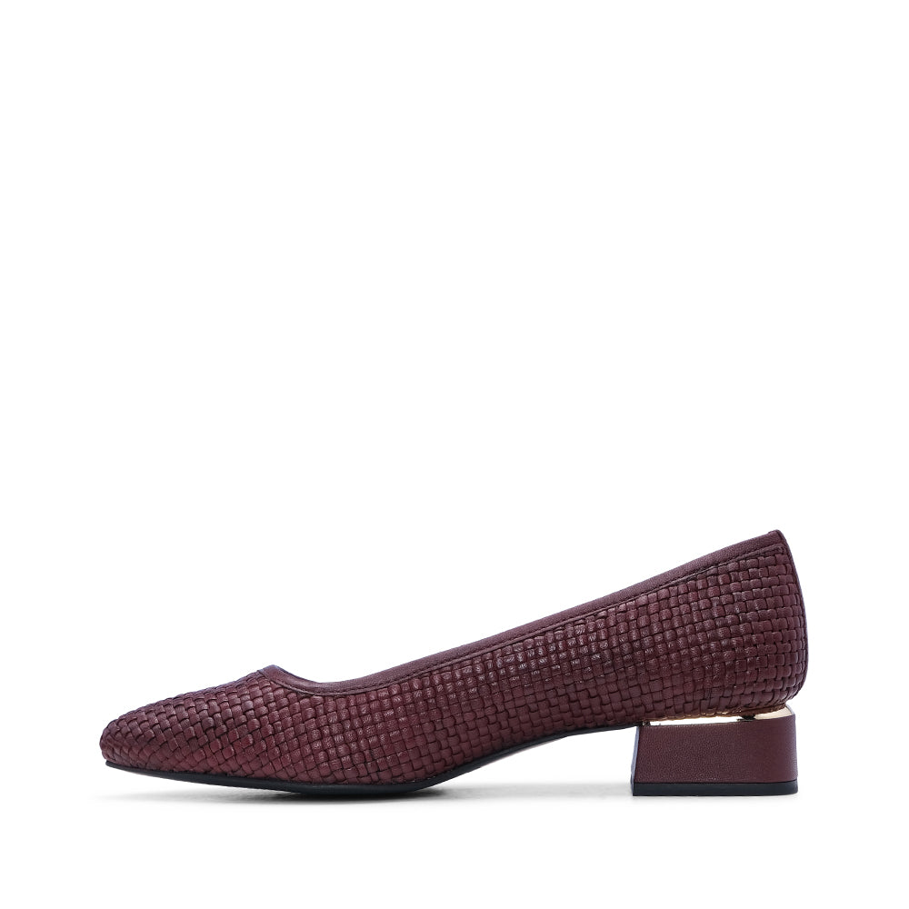 Sapato Salto Médio Mulher Pele Bordeaux