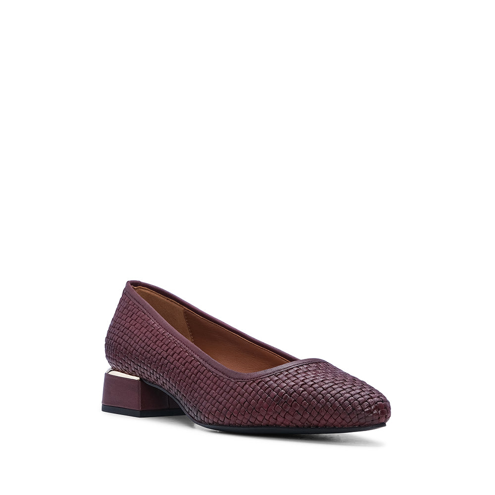 Sapato Salto Médio Mulher Pele Bordeaux