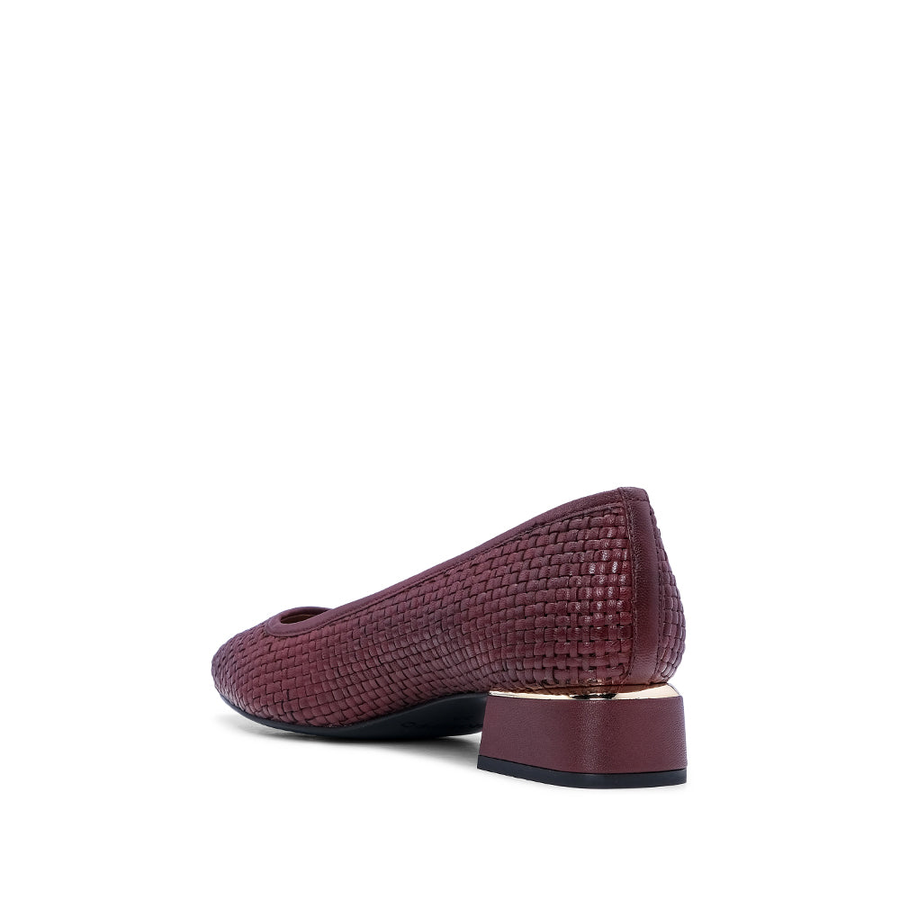 Sapato Salto Médio Mulher Pele Bordeaux