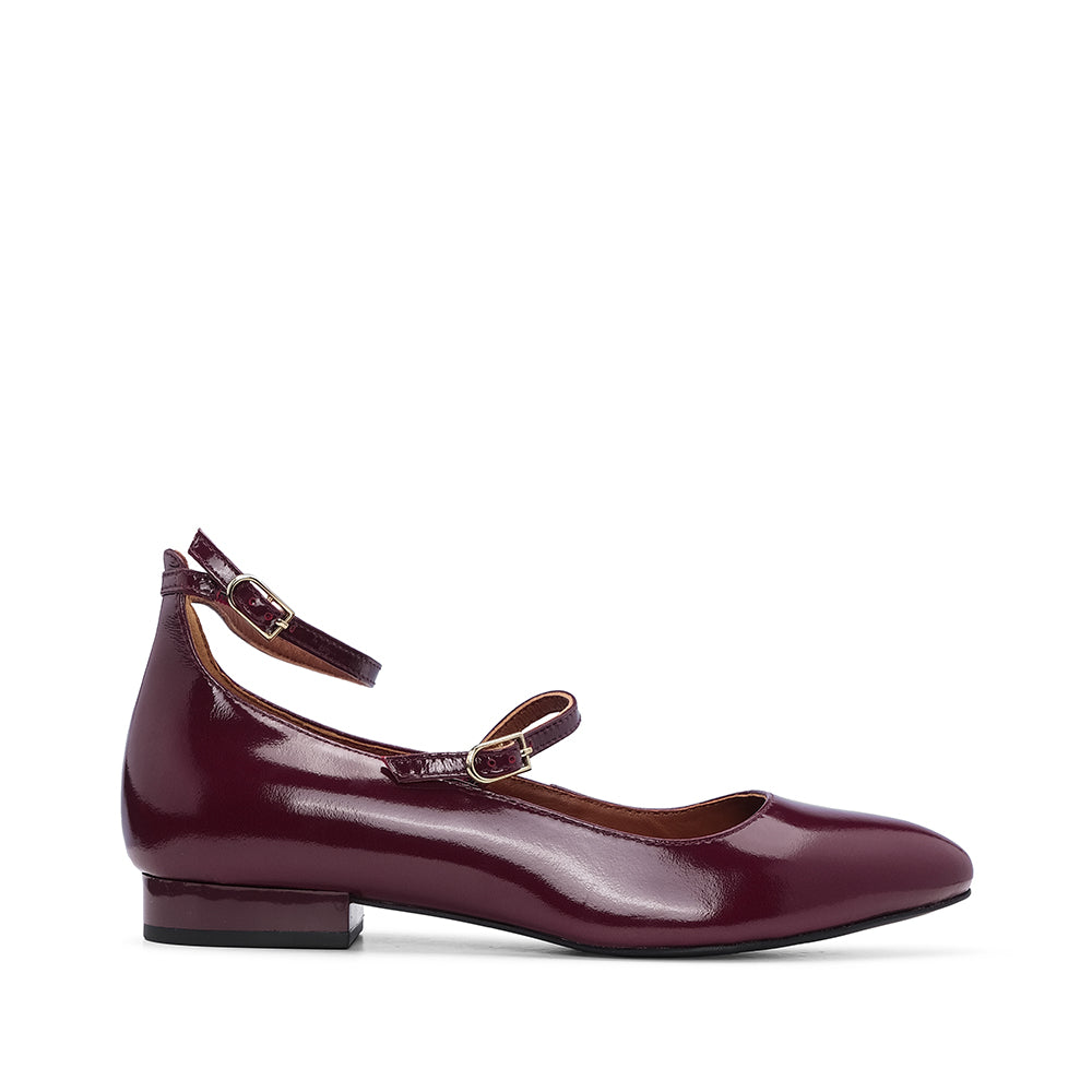 Sapato Mary Jane Mulher Verniz Bordeaux