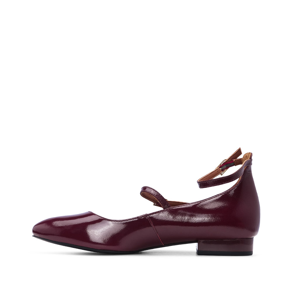 Sapato Mary Jane Mulher Verniz Bordeaux