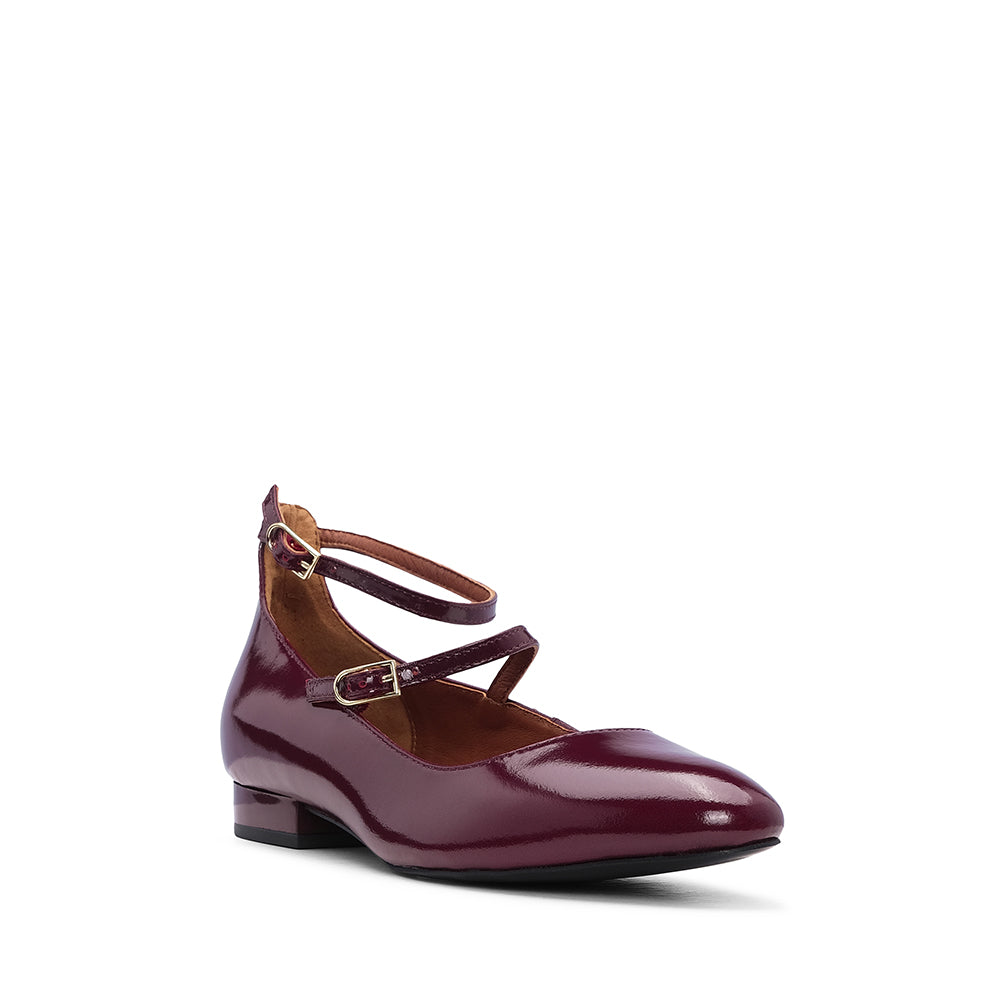 Sapato Mary Jane Mulher Verniz Bordeaux