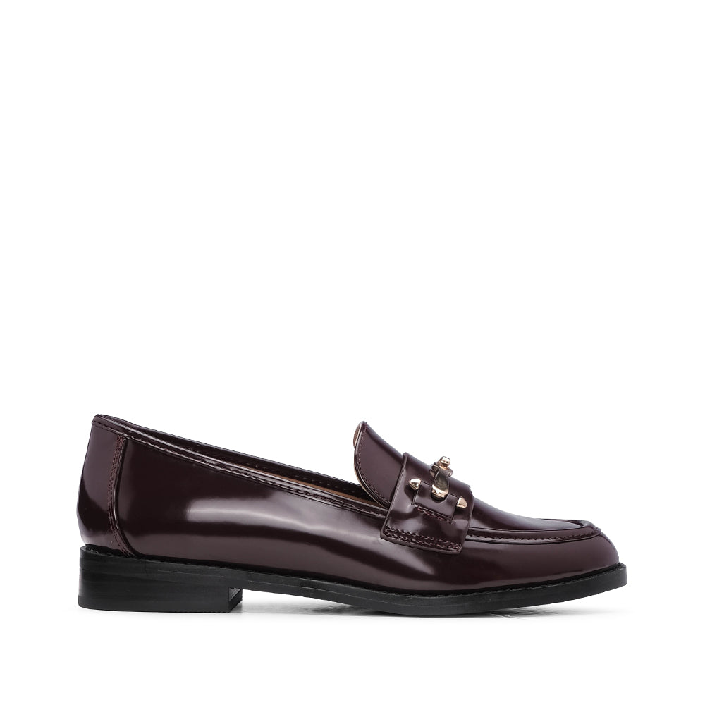 Sapato Mocassim Mulher Polido Bordeaux