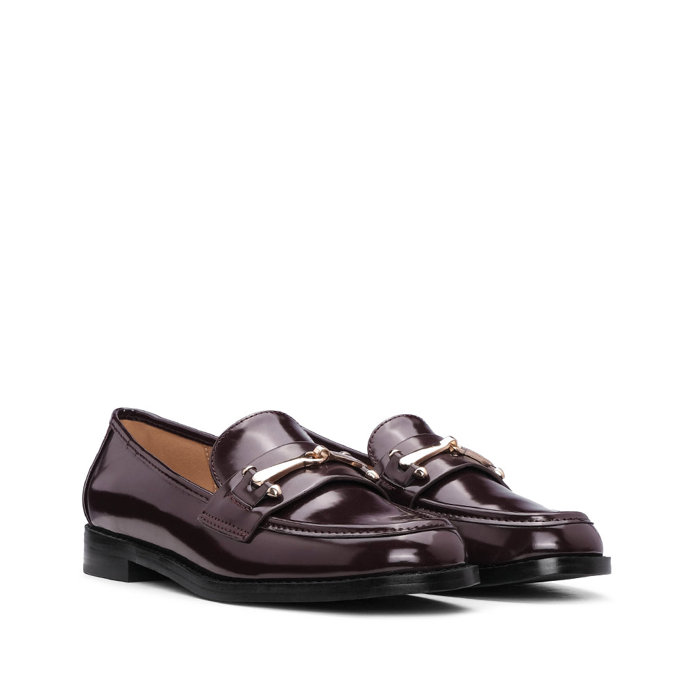 Sapato Mocassim Mulher Polido Bordeaux